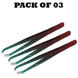 Forgica Professional Stainless Steel Paper Coated Tweezers Pack of 03
